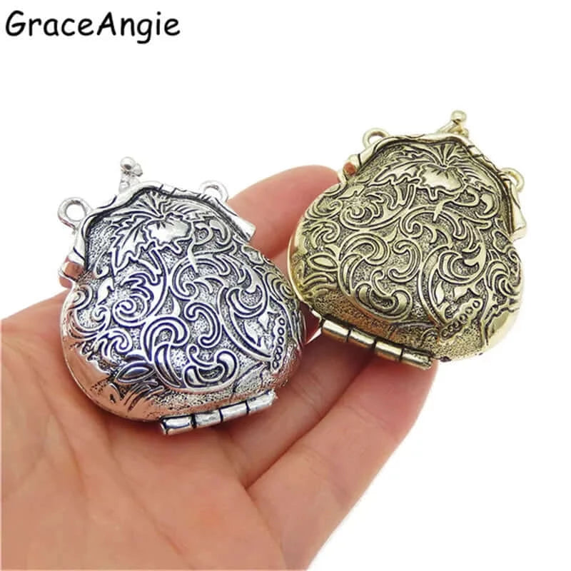 Peris Gems  Bronze (2piece)Mix Silver Color Bronze Tone Ancient Purse Locket Alloy Charm Pendants 54*44mm OpenClose Top Jewelry Lover Gift 52609 SHEIN Amazon Temu