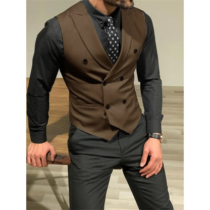 Peris Gems  Brown / XS (EU44 or US34) Slim Fitting Double Breasted Suit Vests for Men SHEIN Amazon Temu