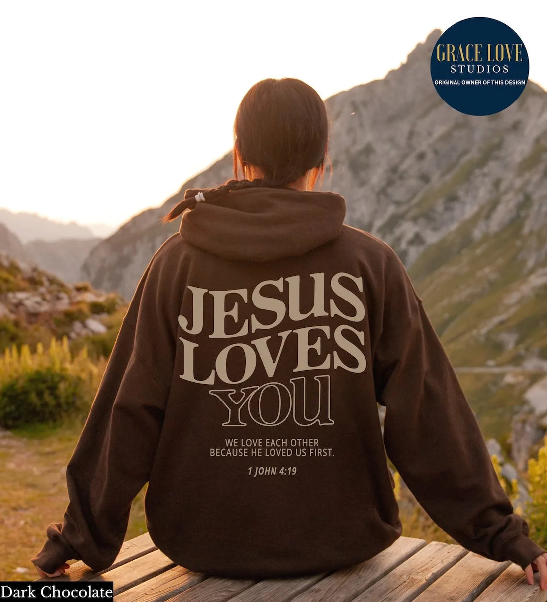 Peris Gems Brown / XXL Jesus Loves You Print Hoodies for Women&