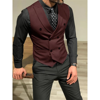 Peris Gems  Burgundy / XS (EU44 or US34) Slim Fitting Double Breasted Suit Vests for Men SHEIN Amazon Temu