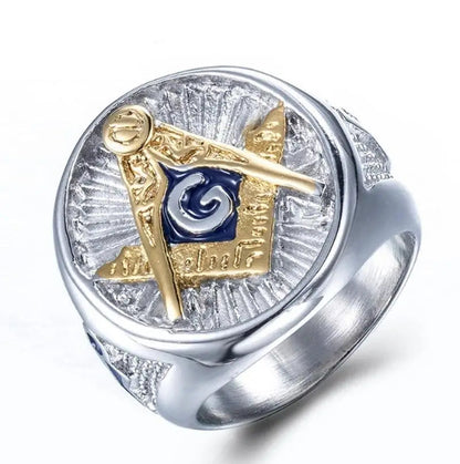 Peris Gems  C16664-Silver / 7 Vintage Masonic Freemason Drip Eye of Power Rings SHEIN Amazon Temu