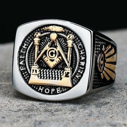 Peris Gems  C28896-Silver / 7 Vintage Masonic Freemason Drip Eye of Power Rings SHEIN Amazon Temu