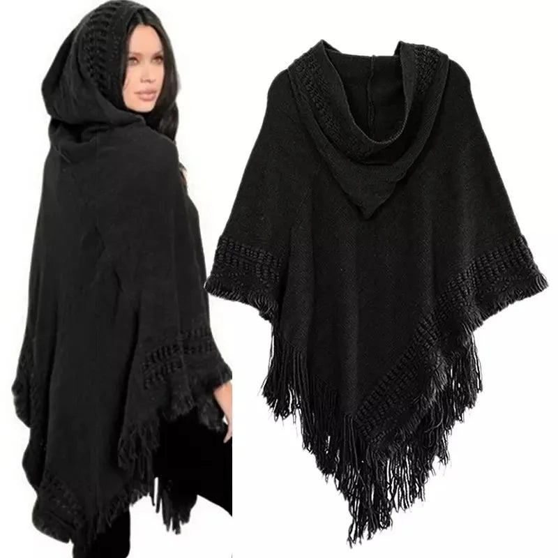 Peris Gems  Casual Hooded Cloak Tassel Poncho Sweaters for Women SHEIN Amazon Temu