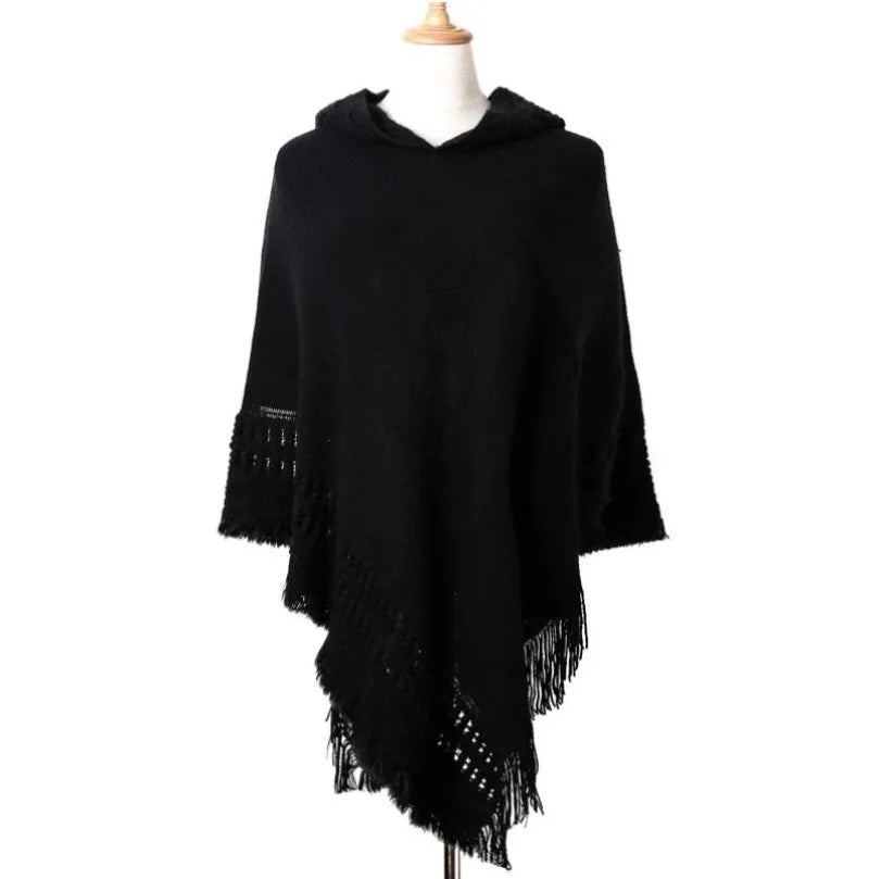 Peris Gems  Casual Hooded Cloak Tassel Poncho Sweaters for Women SHEIN Amazon Temu