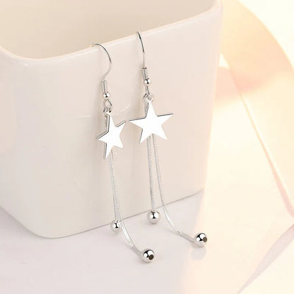 Peris Gems Charms y2k 925 Sterling Silver classic star Tassel bead earrings for women fashion trend party wedding jewelry Christmas gifts SHEIN Amazon Temu