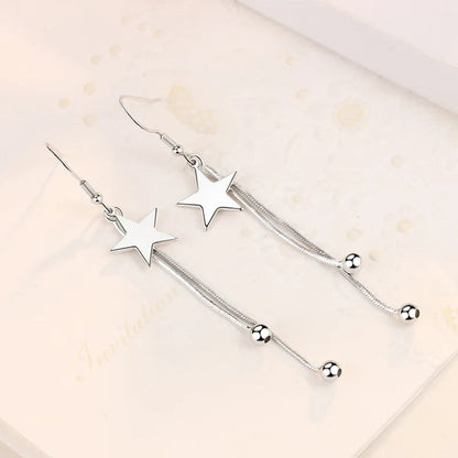 Peris Gems Charms y2k 925 Sterling Silver classic star Tassel bead earrings for women fashion trend party wedding jewelry Christmas gifts SHEIN Amazon Temu