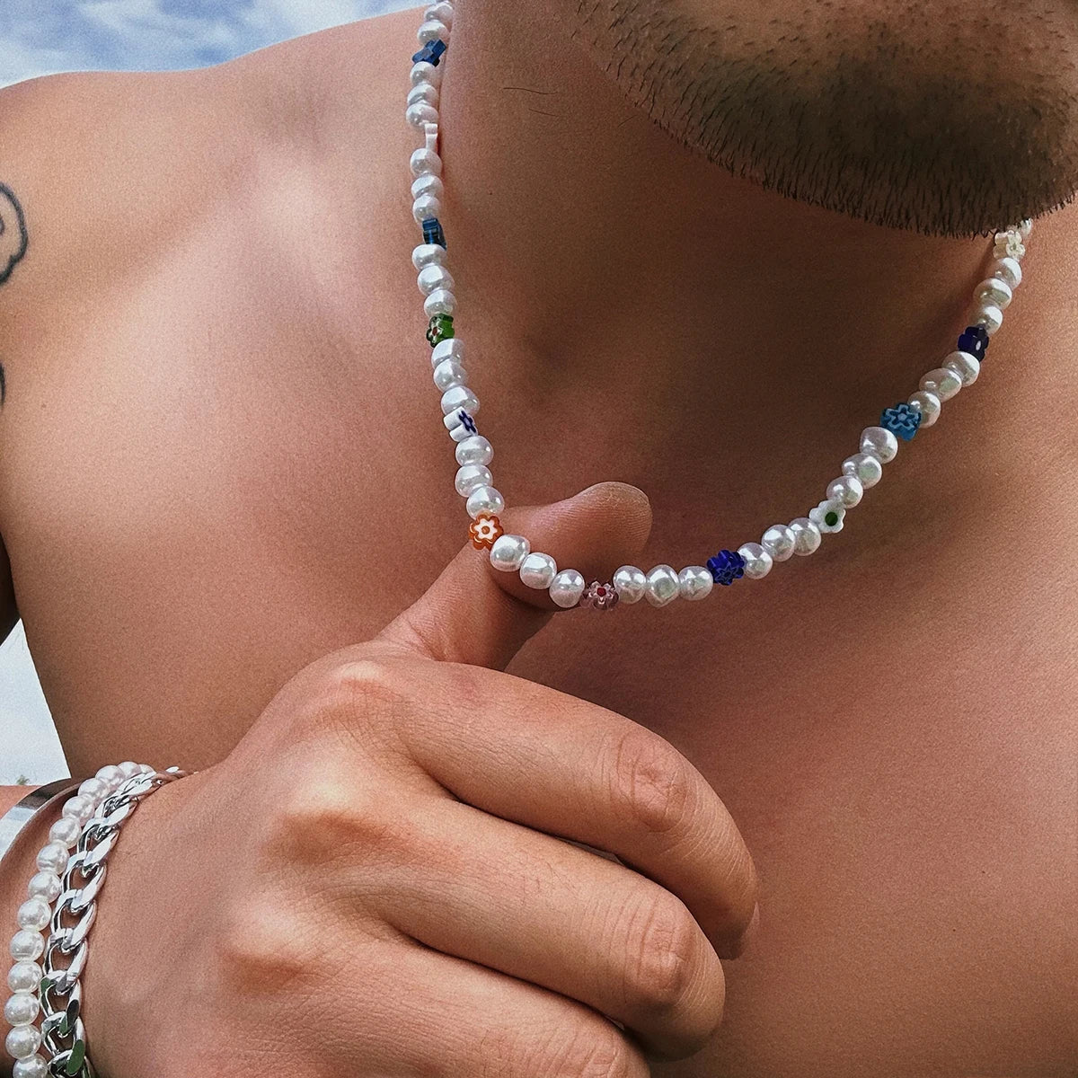 Peris Gems colorful KunJoe Kpop Fashion Irregular Simulated Pearls Flower Choker Necklace For Women Men Bohemia Beaded Collar Y2K Summer Jewelry SHEIN Amazon Temu