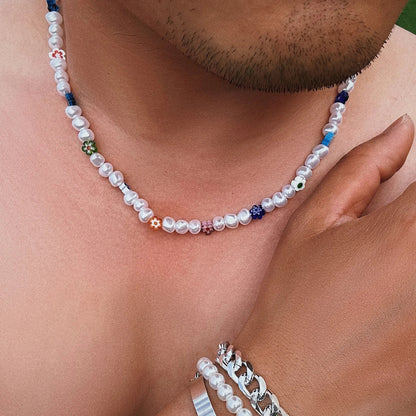 Peris Gems colorful KunJoe Kpop Fashion Irregular Simulated Pearls Flower Choker Necklace For Women Men Bohemia Beaded Collar Y2K Summer Jewelry SHEIN Amazon Temu