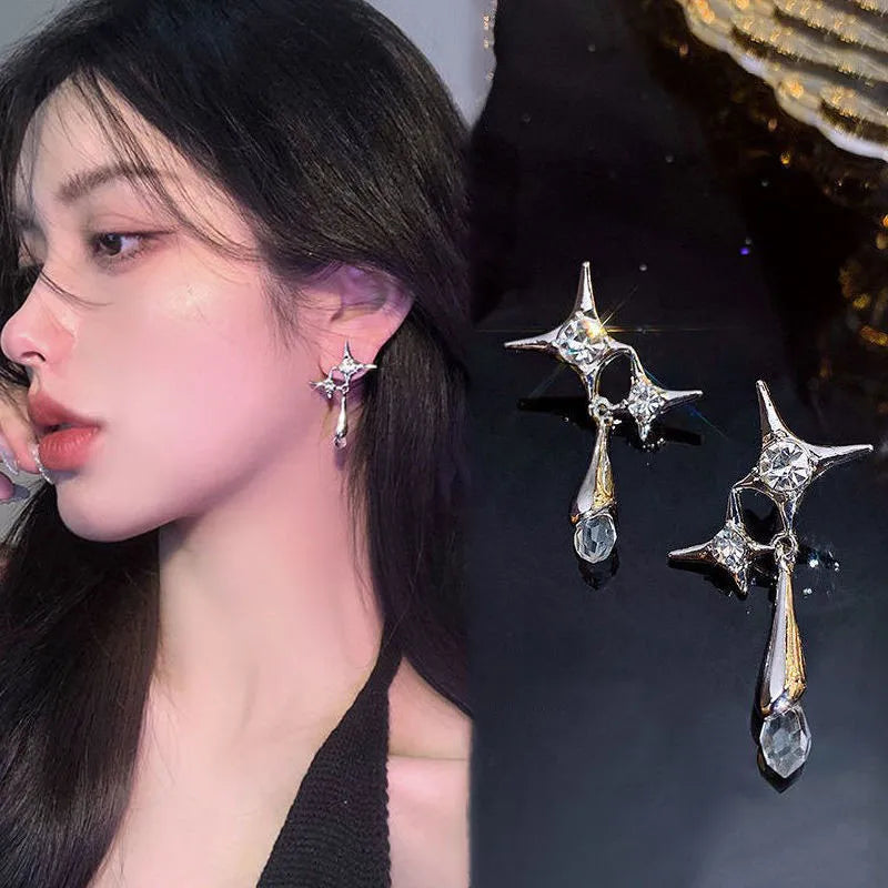 Peris Gems Cool Y2K Star Drop Earrings Hot Girl Harajuku Creative Planet Pearl Crystal Stars Earings Korean Fashion for Women Punk Jewelry SHEIN Amazon Temu