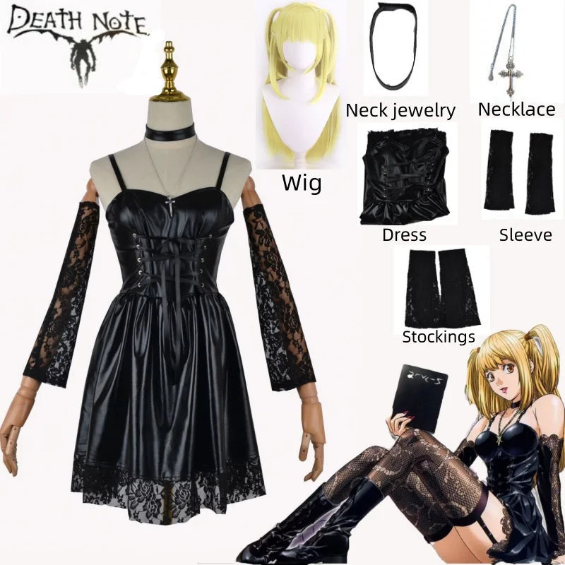 Peris Gems costume and wig / M Misa Amane Death Note cosplay costumes Imitation Leather Sexy Dress Necklace Lace Sleeves Stockings Women Uniforms Anime Outfits Misa Amane Death Note cosplay costumes Imitation Leather Sexy Dress Necklace Lace Sleeves Stockings Women Uniforms Anime Outfits SHEIN Amazon Temu