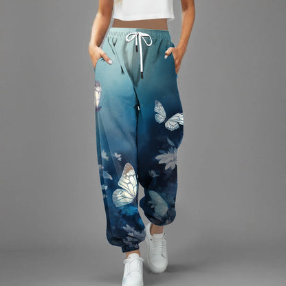 Peris Gems d-Blue / XXL / CN Streetwear Y2k Pants For Women 2024 High Waist Baggy Pockets Harem Pants Parachute Sweatpants Gradient Printed Casual Trousers SHEIN Amazon Temu