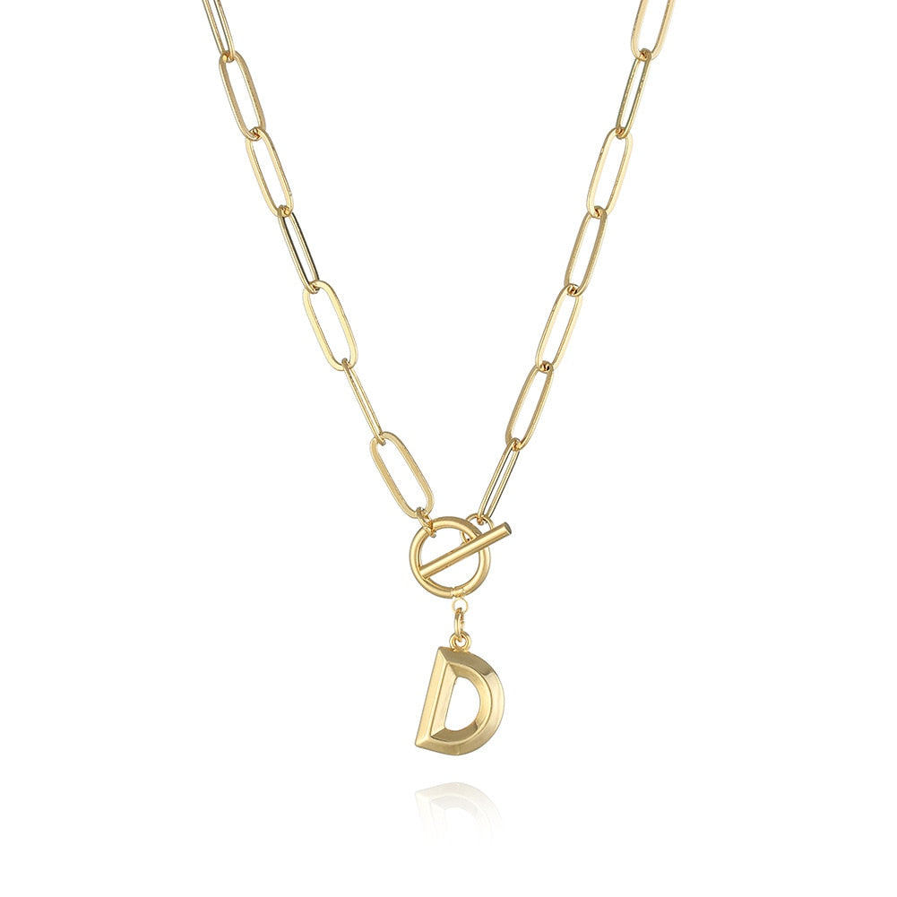 Peris Gems  D / Gold Clasp Initial Letter Necklaces - Paperclip Necklace with Initial Pendant SHEIN Amazon Temu