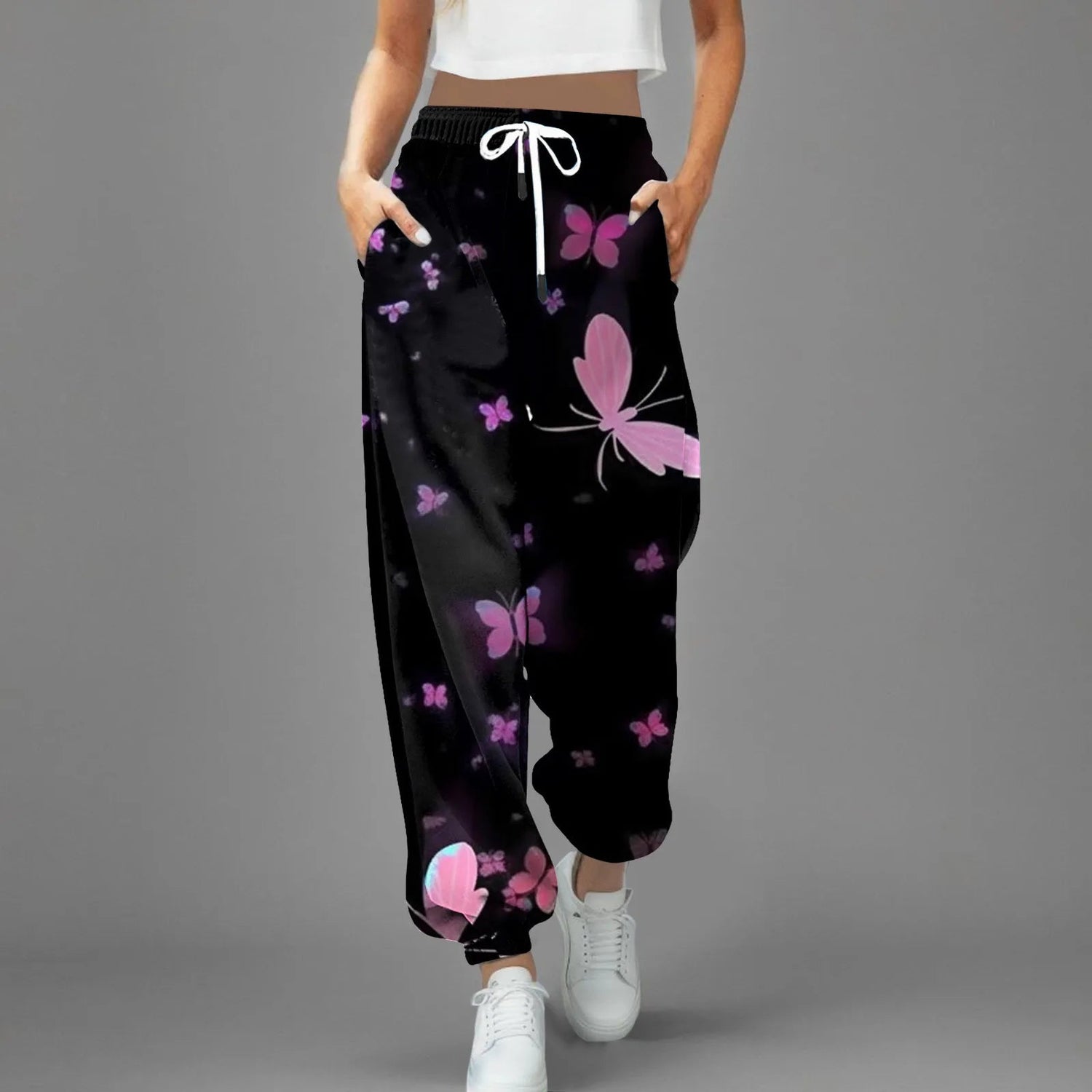 Peris Gems d-Pink / L / CN Streetwear Y2k Pants For Women 2024 High Waist Baggy Pockets Harem Pants Parachute Sweatpants Gradient Printed Casual Trousers SHEIN Amazon Temu