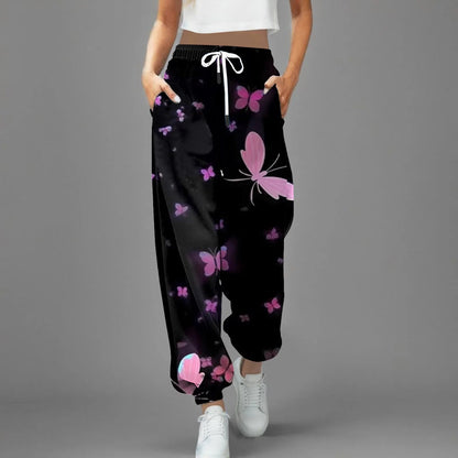 Peris Gems d-Pink / L / CN Streetwear Y2k Pants For Women 2024 High Waist Baggy Pockets Harem Pants Parachute Sweatpants Gradient Printed Casual Trousers SHEIN Amazon Temu