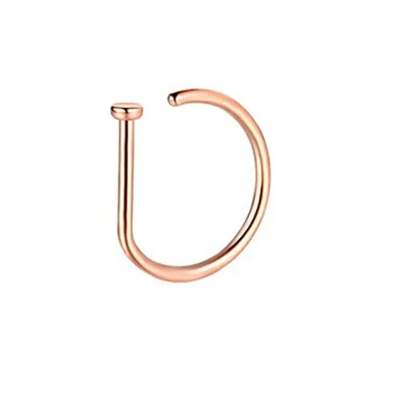 Peris Gems D4-1pc-Rose Golden 1pc Fake Nose Rings Hoops, Hypoallergenic Stainless Steel D Shape Nose Clip Piercing Jewelry for Women Men 1pc Fake Nose Rings Hoops, Hypoallergenic Stainless Steel D Shape Nose Clip Piercing Jewelry for Women Men SHEIN Amazon Temu