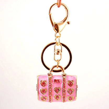 Peris Gems  Dalaful Enamel Crystal Heart HandBag Keychains Stylish Purse Bag Buckle Pendant For Car Keyrings key chains holder women K234 SHEIN Amazon Temu