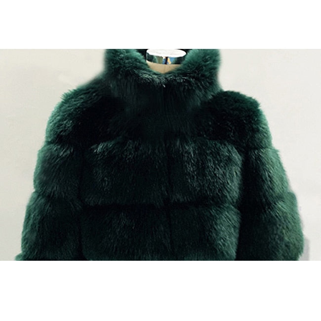 Peris Gems  Dark green / S Short Faux Fur Coat Jackets for Women | Crop Top Winter Jackets Short Faux Fur Coat Jackets for Women Crop Top Winter Jacket SHEIN Amazon Temu