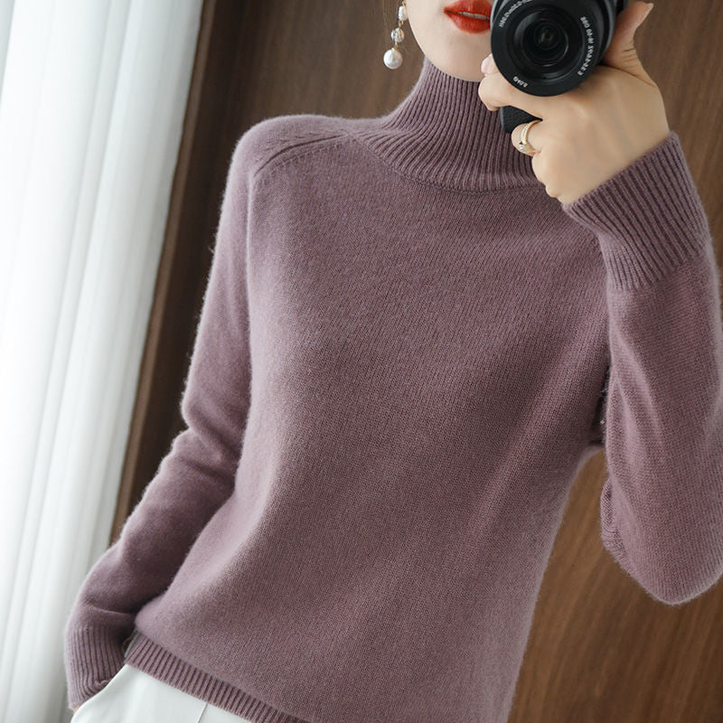 Peris Gems  Dark Purple / S Cashmere Turtleneck Pullover Sweater for Women | Casual Sweater Cashmere Turtleneck Pullover Sweater for Women | Casual Wear SHEIN Amazon Temu