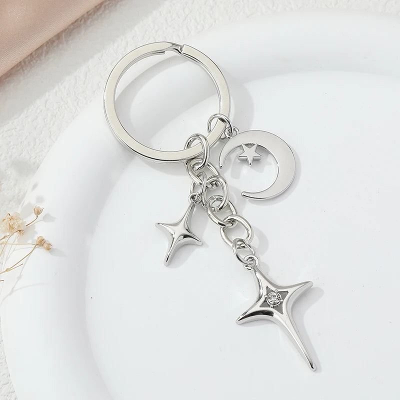 Peris Gems E6613 / CN Y2K Keychains Star Moon Metal Key Rings For Women Men Friendship Gift Handbag Decoration Handmade Jewelry SHEIN Amazon Temu