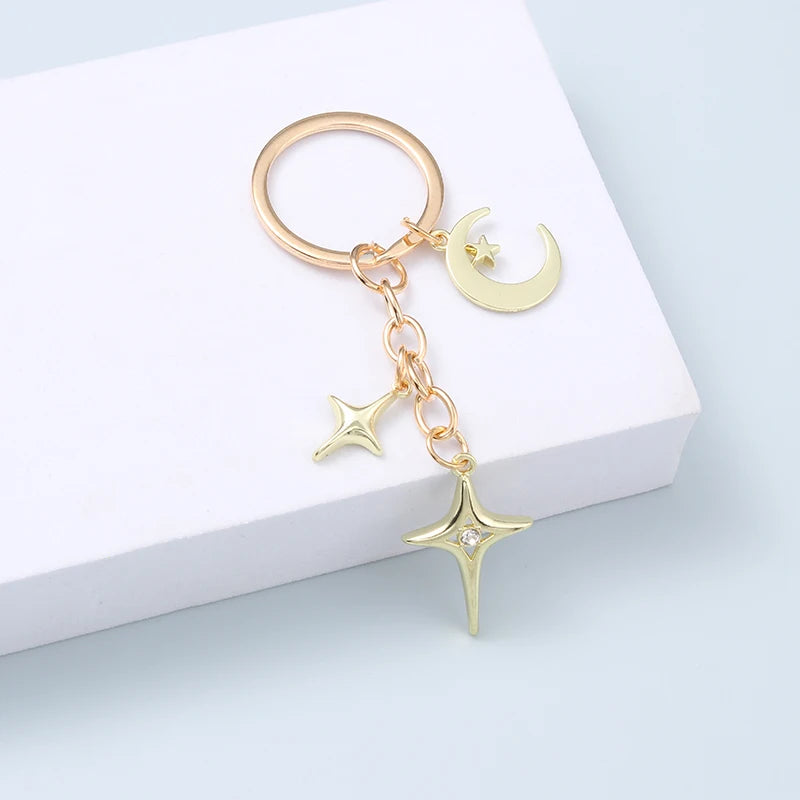 Peris Gems E6994 / CN Y2K Keychains Star Moon Metal Key Rings For Women Men Friendship Gift Handbag Decoration Handmade Jewelry SHEIN Amazon Temu
