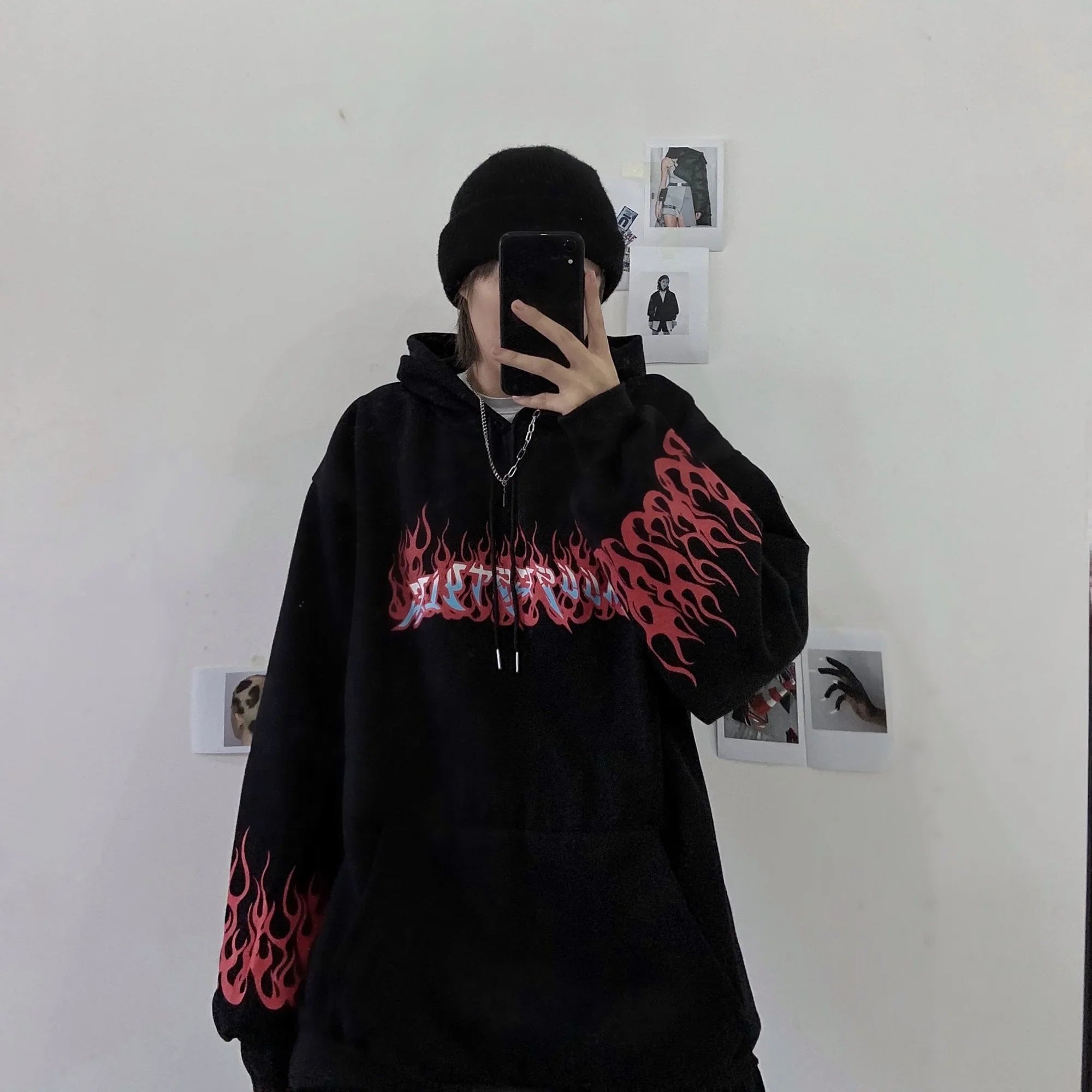 Peris Gems Ea00413-black2 / L Gothic Cartoon Hip Hop Hoodies Women Japanese Funny Punk Oversize Hooded Sweatshirts Autumn Long Sleeve Female Hoodie Tops SHEIN Amazon Temu