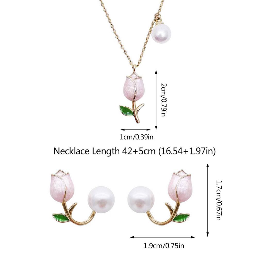 Peris Gems  Elegant Enamel Pink Tulip Flower Pendant Necklace for Women SHEIN Amazon Temu