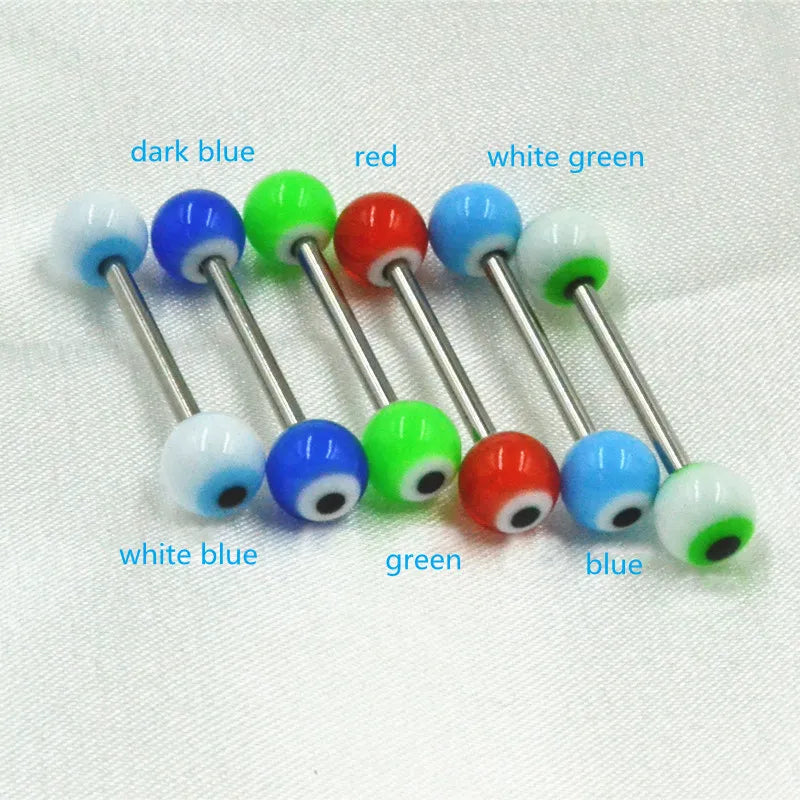 Peris Gems Evil Eye Tongue Rings for Women Acrylic Stainless Steel Body Piercing 90s Aesthetic Punk  Rainbow Egirl Fashion Y2K Accessories SHEIN Amazon Temu