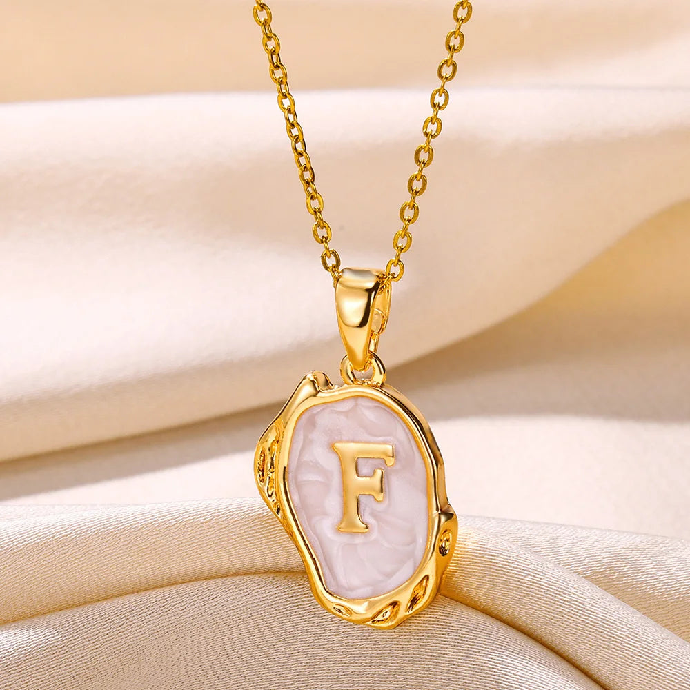 Peris Gems F / Gold / CHINA Y2K 26 Letter Pendant Necklaces for Women Alphabet A-Z Initials Sweet Cool Girl Punk Necklace Aesthetic Stainless Steels Jewelry SHEIN Amazon Temu