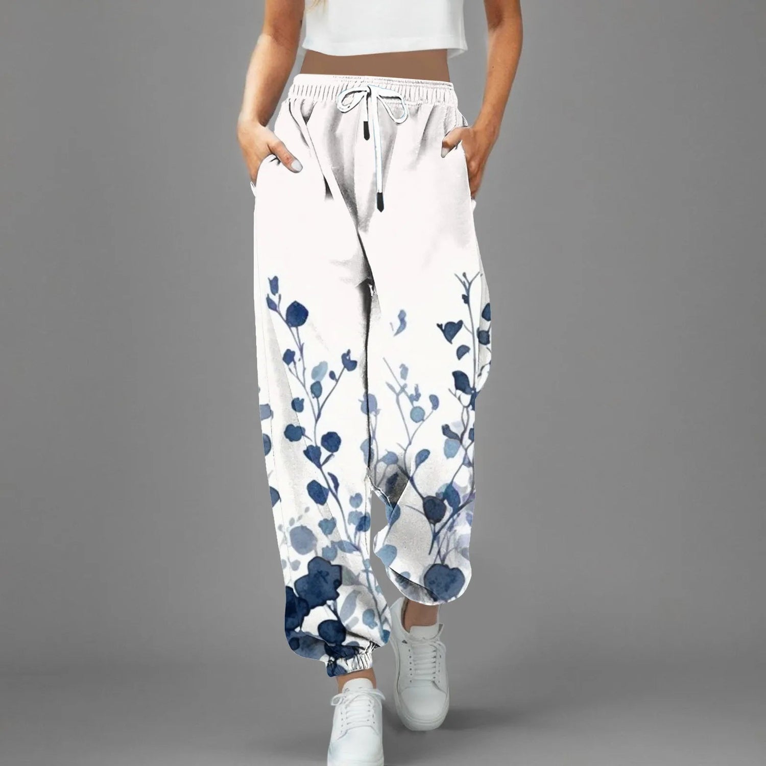 Peris Gems f-White / XXL / CN Streetwear Y2k Pants For Women 2024 High Waist Baggy Pockets Harem Pants Parachute Sweatpants Gradient Printed Casual Trousers SHEIN Amazon Temu