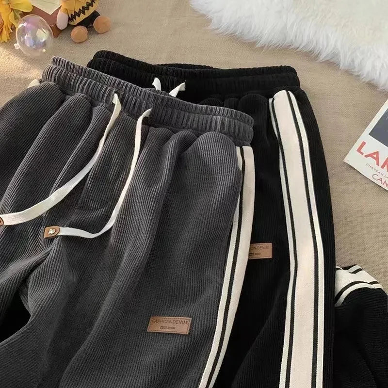 Peris Gems Fall Striped Corduroy Sweatpants Women Winter Thick High Waist Drawstring Wide Leg Trousers Y2K Korean All-Match Straight Pants SHEIN Amazon Temu