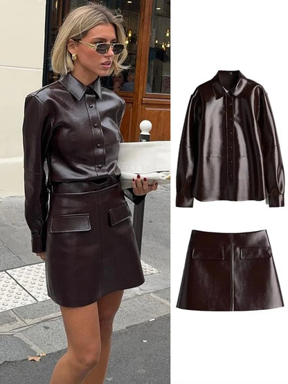 Peris Gems Fashion Leather Mini Skirt Sets Women Y2K Long Sleeve Bike Jacket Hip Package Short Skirt Suits Female Street Motorcycle Outfits Fashion Leather Mini Skirt Sets Women Y2K Long Sleeve Bike Jacket Hip Package Short Skirt Suits Female Street Motorcycle Outfits SHEIN Amazon Temu