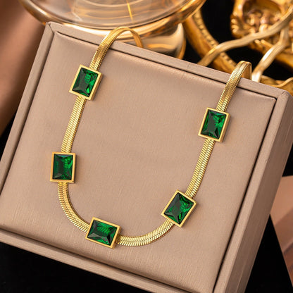 Peris Gems  Flat Snake Emerald Necklace for Women | Gold Necklace for Women SHEIN Amazon Temu