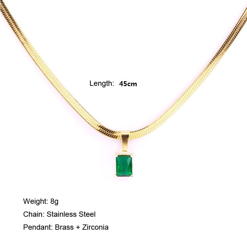 Peris Gems  Flat Snake Emerald Necklace for Women | Gold Necklace for Women SHEIN Amazon Temu