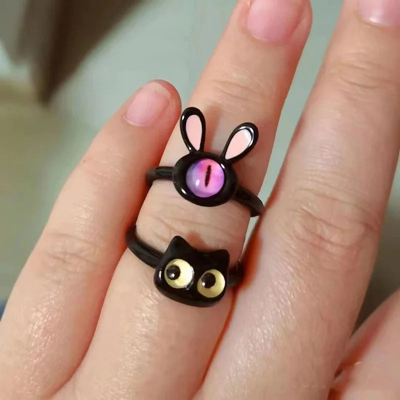 Peris Gems Funny Monster Ring for Women Cartoon Bunny Cat Couple Rings New Trendy Finger Jewelry Female Sweet Y2K Accessories SHEIN Amazon Temu