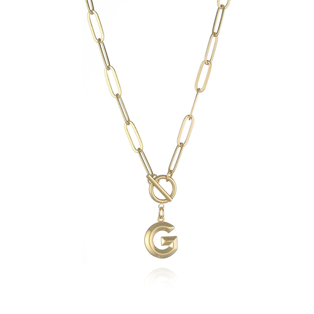 Peris Gems  G / Gold Clasp Initial Letter Necklaces - Paperclip Necklace with Initial Pendant SHEIN Amazon Temu