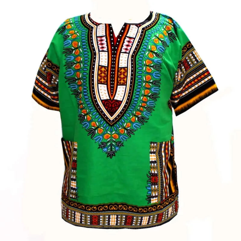 Traditional Ethnic Dashiki Print Cotton T-shirts for Men