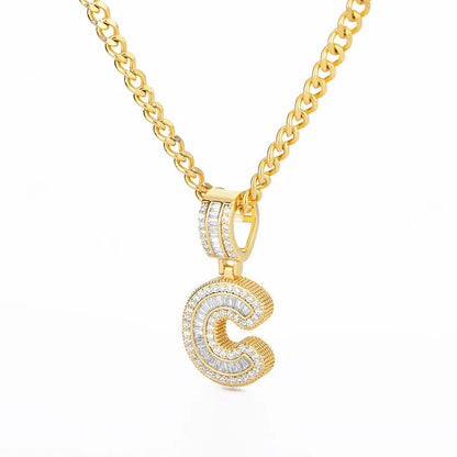 Peris Gems  Gold / C / 60cm Baguette Diamond A-Z Initial Pendant Necklaces Unisex SHEIN Amazon Temu