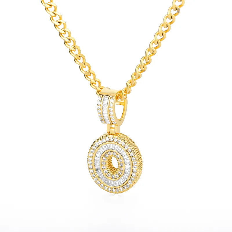 Peris Gems  Gold / O / 60cm Baguette Diamond A-Z Initial Pendant Necklaces Unisex SHEIN Amazon Temu