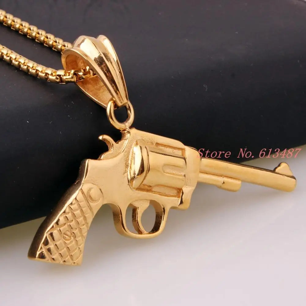 Peris Gems  Gold Old School Style Revolver Gun Necklace Unisex SHEIN Amazon Temu