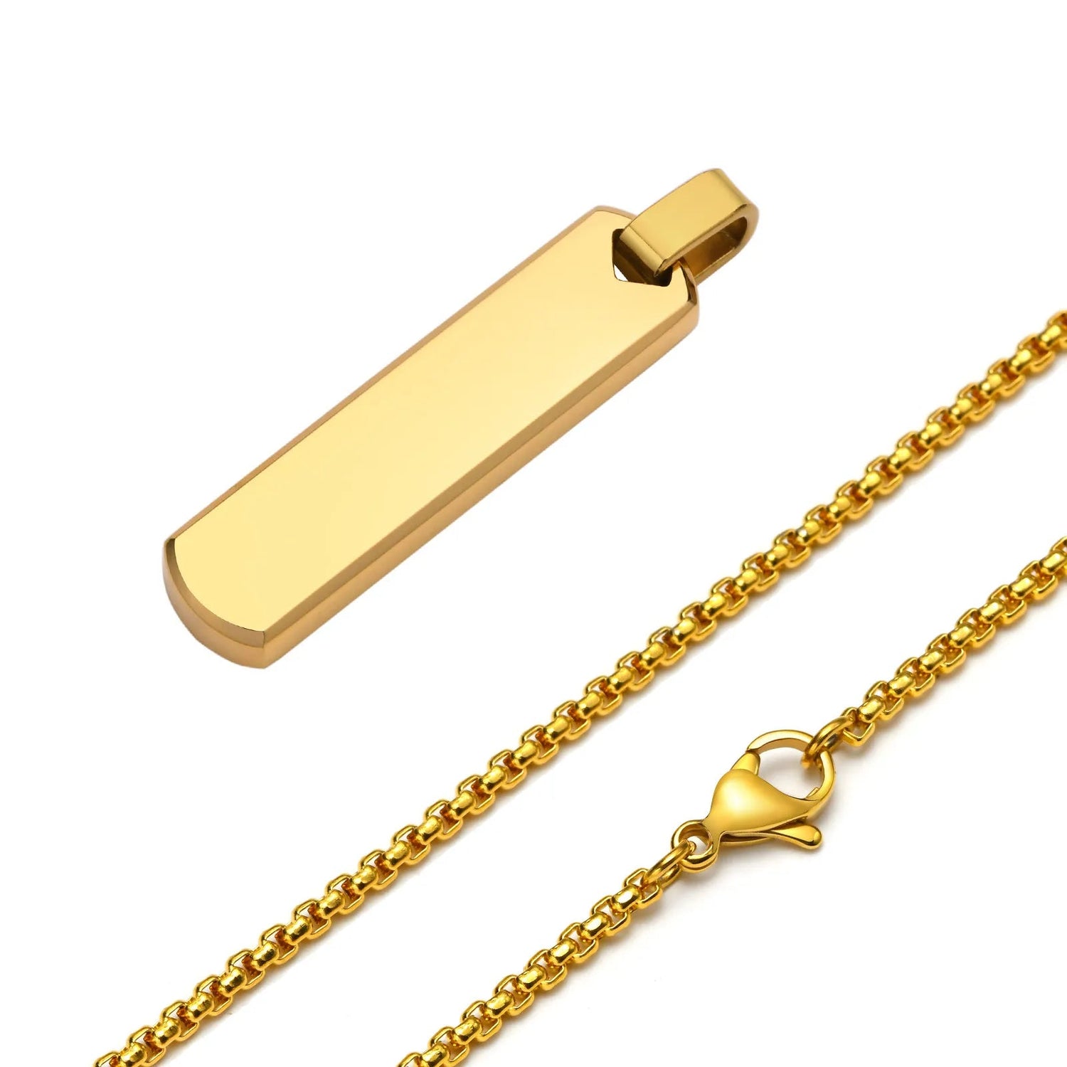 Peris Gems  Gold PN-1676G / 55cm / A Thick Geometric Bar Initial A-Z Pendant Necklace Unisex SHEIN Amazon Temu