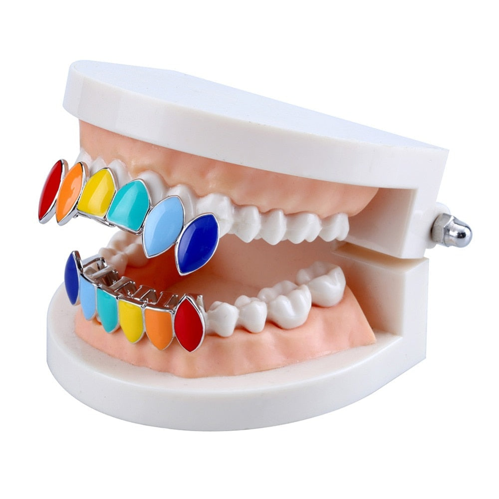 Peris Gems  Gold Tekashi69 Rainbow Teeth | Rainbow Vampire Teeth Gold 6ix9ine Rainbow Teeth | Rainbow Vampire Teeth SHEIN Amazon Temu