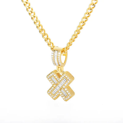 Peris Gems  Gold / X / 60cm Baguette Diamond A-Z Initial Pendant Necklaces Unisex SHEIN Amazon Temu