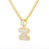 Peris Gems  Gold / Z / 60cm Baguette Diamond A-Z Initial Pendant Necklaces Unisex SHEIN Amazon Temu