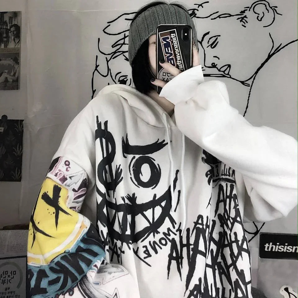 Peris Gems Gothic Cartoon Hip Hop Hoodies Women Japanese Funny Punk Oversize Hooded Sweatshirts Autumn Long Sleeve Female Hoodie Tops SHEIN Amazon Temu