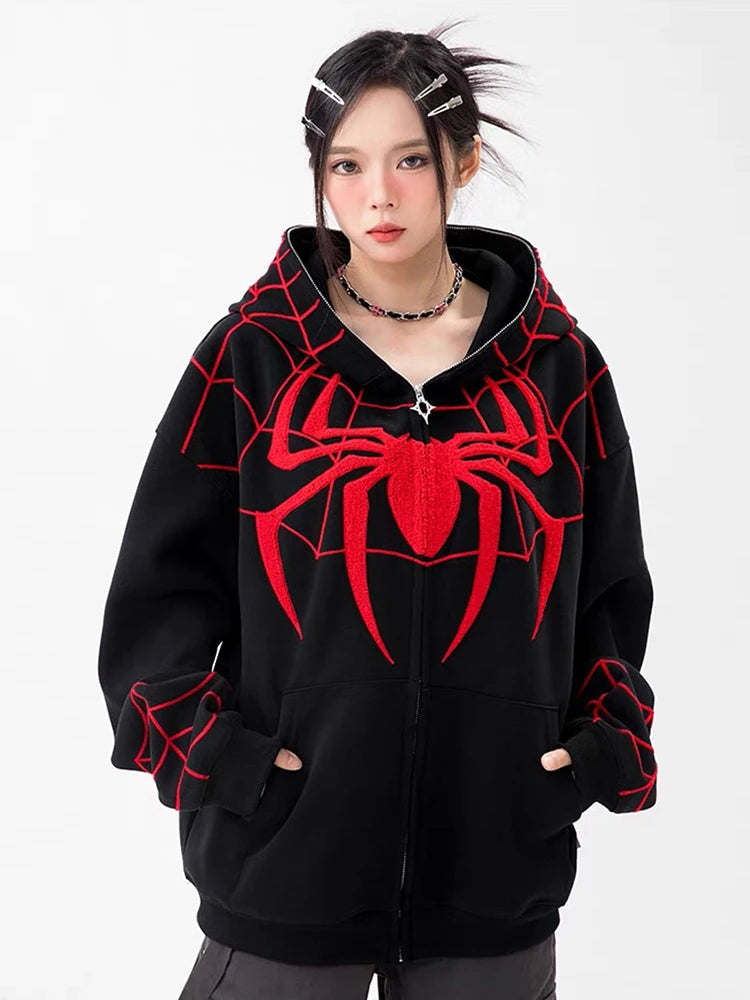 Peris Gems Gothic Embroidery Hoodies Y2k Anime Casual Loose Sweatshirt Clothes Harajuku Oversize Hip Hop Long Sleeve Zipper Tops SHEIN Amazon Temu