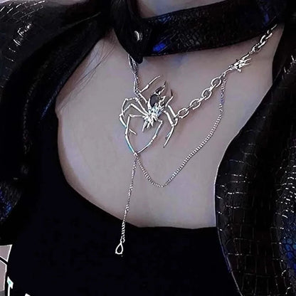 Peris Gems Gothic Spider Crystal Pendant Necklace for Women Dark Long Tassel Chain Spicy Girl Chokers Y2K Accessories Fashion Jewelry Party SHEIN Amazon Temu