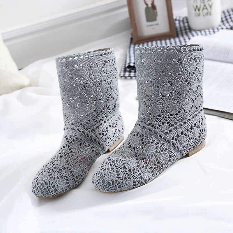 Peris Gems  GRAY / 4.5 Breathable Mesh Summer Boots - Women&