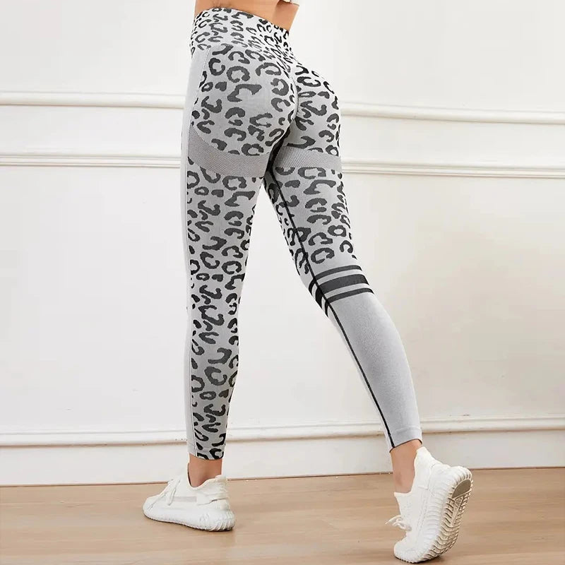 Peris Gems GRAY / S Women Leopard Seamless Yoga Pants High Waist Lifting Hip Honey Peach Hip Fitness Leggings Yoga Gym Tights Running Sports Pants SHEIN Amazon Temu