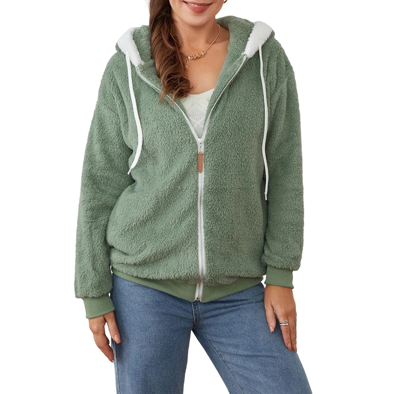 Peris Gems green / 5XL Edhomenn Women s Zip Up Hoodies Oversized Drawstring Sweatshirts Casual Fall Jacket With Pockets Y2k Basic Winter Tops SHEIN Amazon Temu