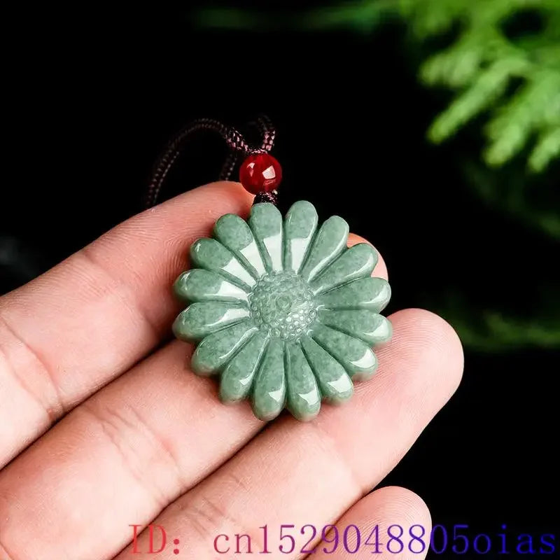 Peris Gems Green Jadeite Sunflower Pendant Necklace Amulet Luxury Accessories Natural Burmese Jade Carved Men Stone Real Jewelry Choker Green Jadeite Sunflower Pendant Necklace Amulet Luxury Accessories Natural Burmese Jade Carved Men Stone Real Jewelry Choker SHEIN Amazon Temu